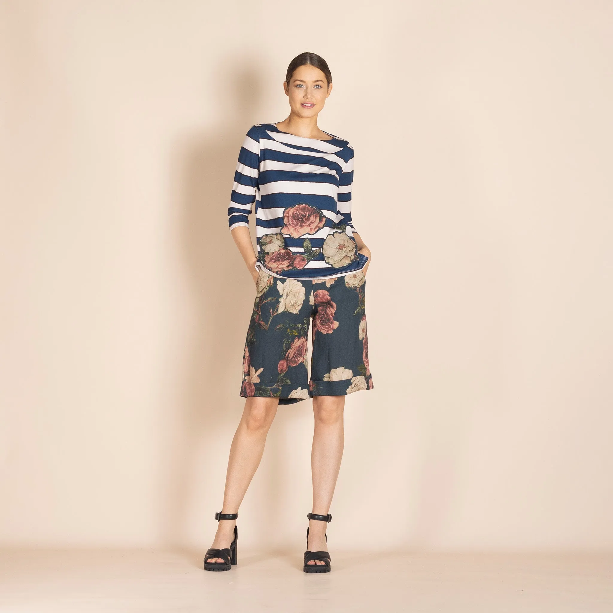 Megan Salmon Stripes Audrey Tee