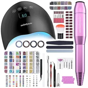 MelodySusie Nail Kit Set Professional Acrylic with Everything, Nail Rhinestones 60 Styles Round & Multi-Shape Nail Gems for Nail Art Decoration