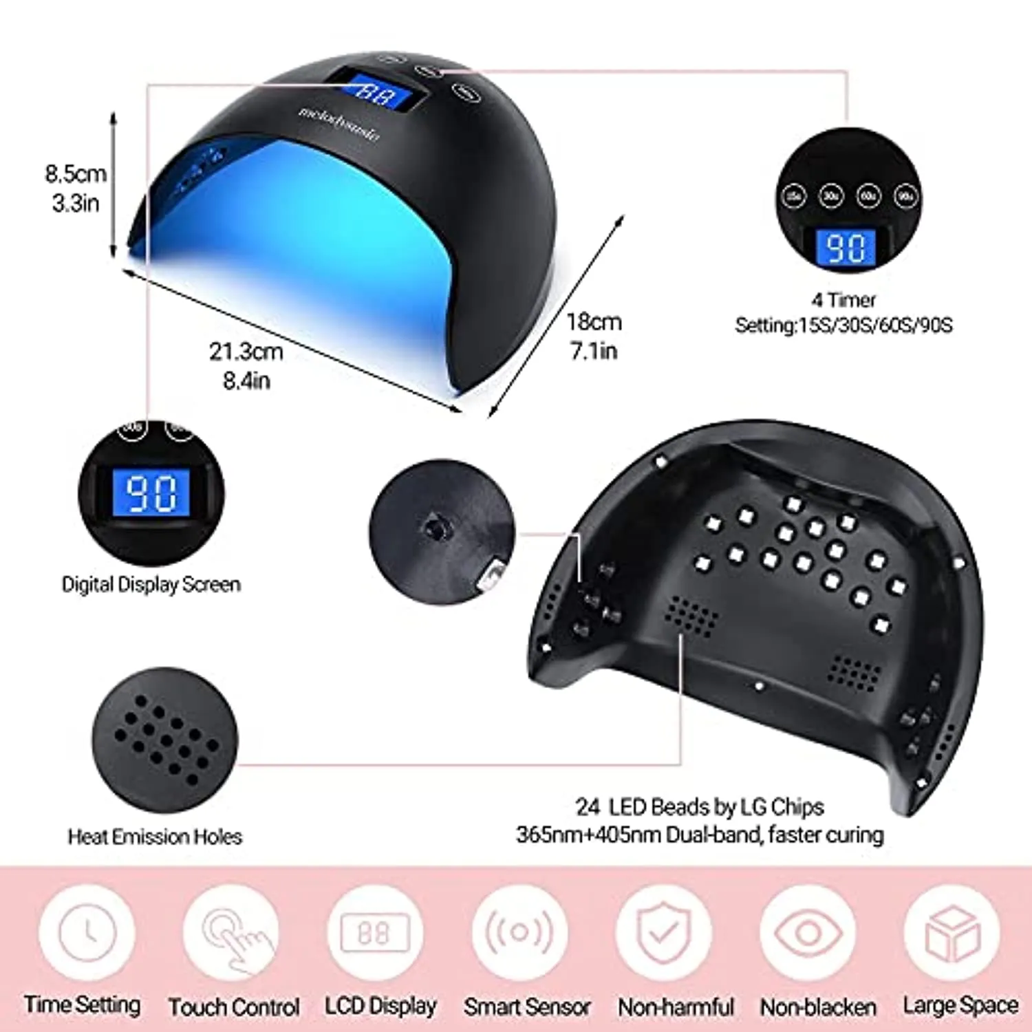MelodySusie Nail Kit Set Professional Acrylic with Everything, Portable Electric Nail Drill, 48W UV LED Nail Lamp, 3D Nail Art Decoration, All-In-1 Compact Efile Electrical File Kit for Gel Nails