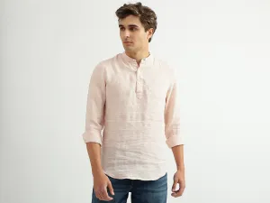 Men Striped Mandarin Collar Shirt