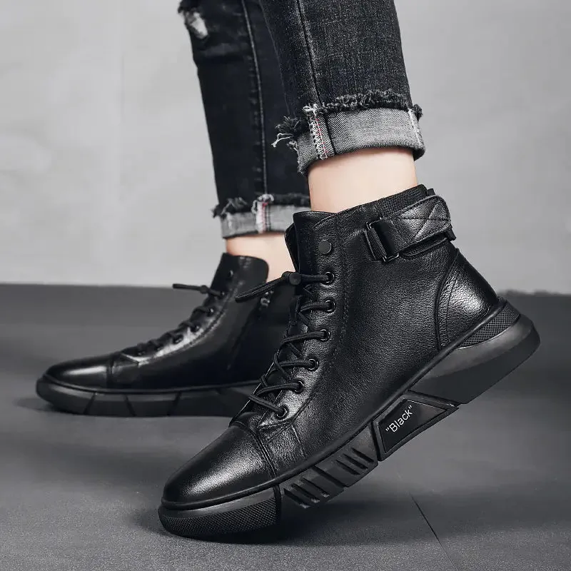Men's Casual Leather Plush Martin Boots