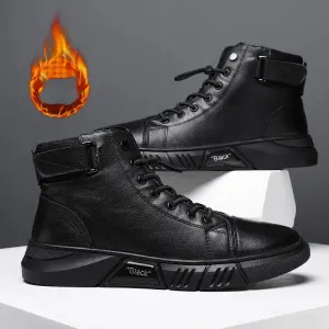 Men's Casual Leather Plush Martin Boots
