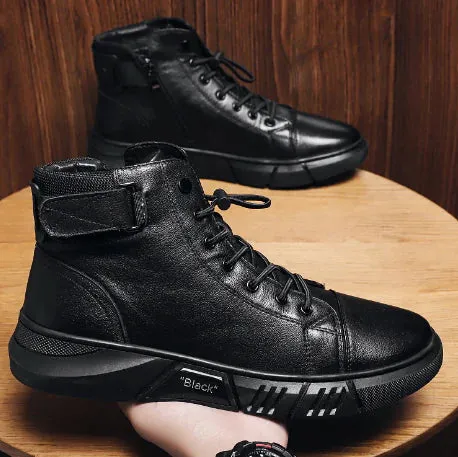 Men's Casual Leather Plush Martin Boots