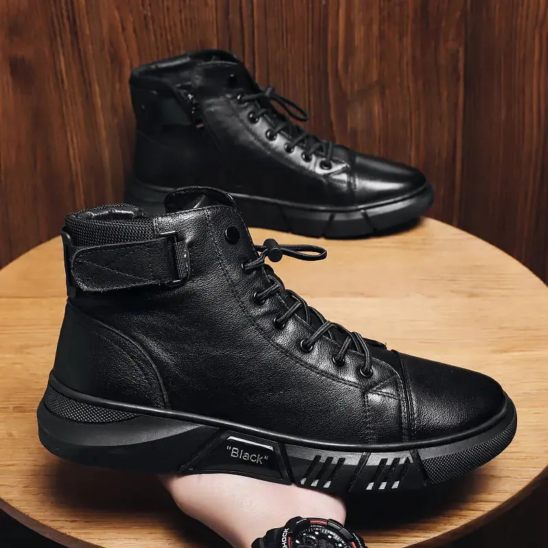 Men's Casual Leather Plush Martin Boots