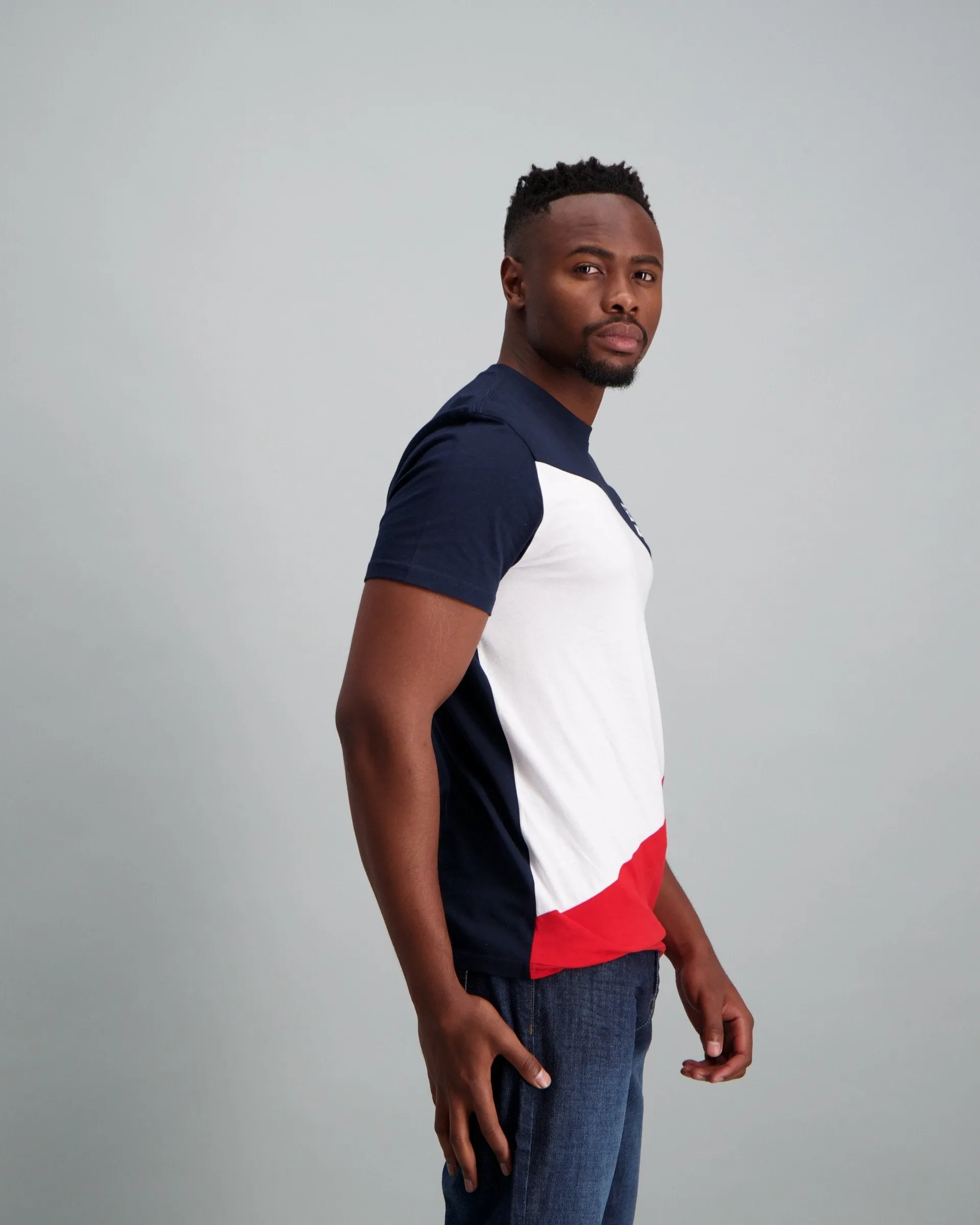 Men's Cut & Sew Colour Block T Shirt