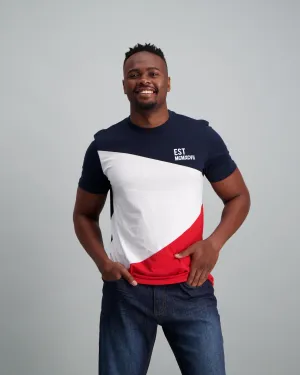 Men's Cut & Sew Colour Block T Shirt