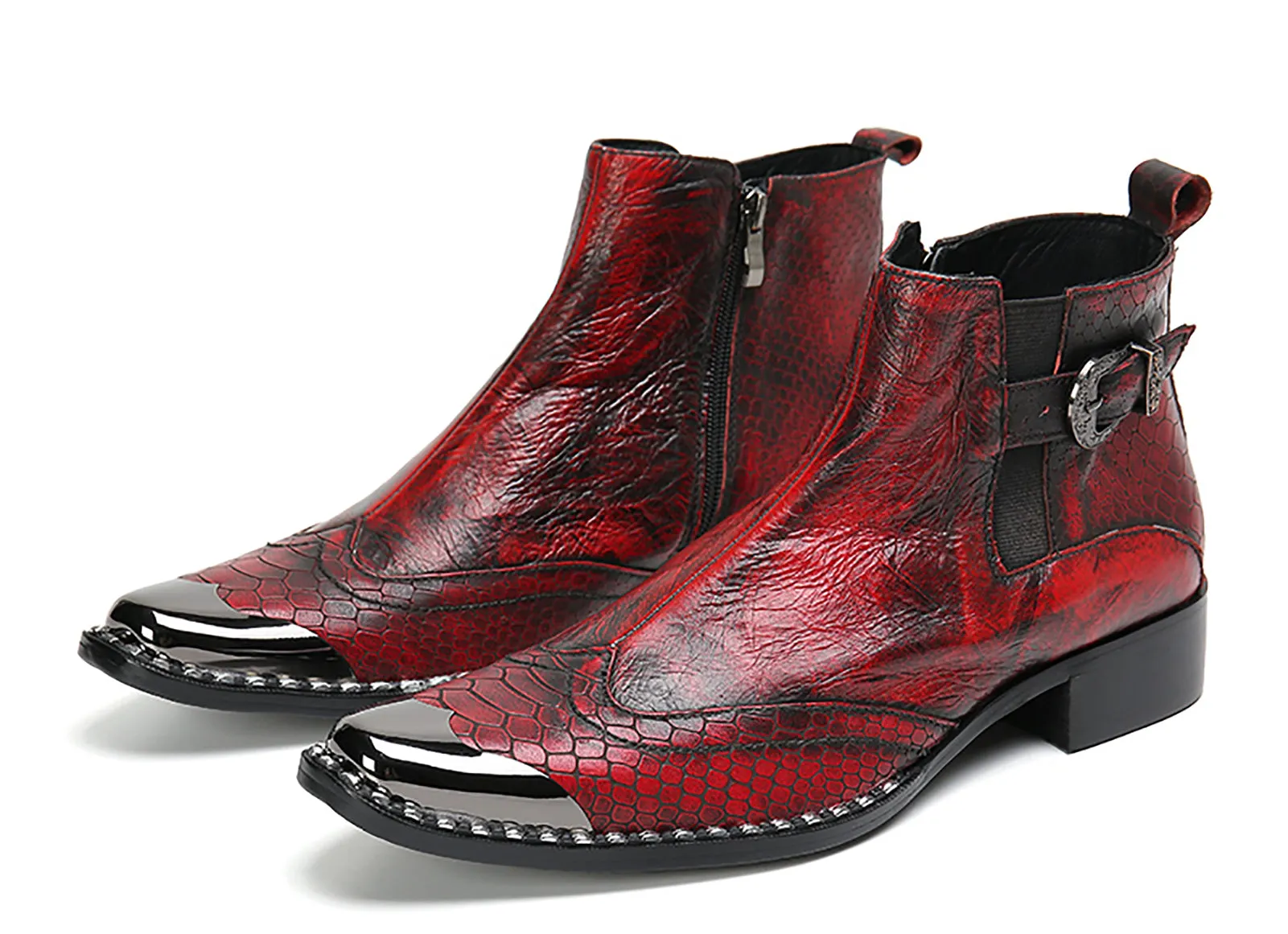 Men's  Western Boots Metal Tip Snake