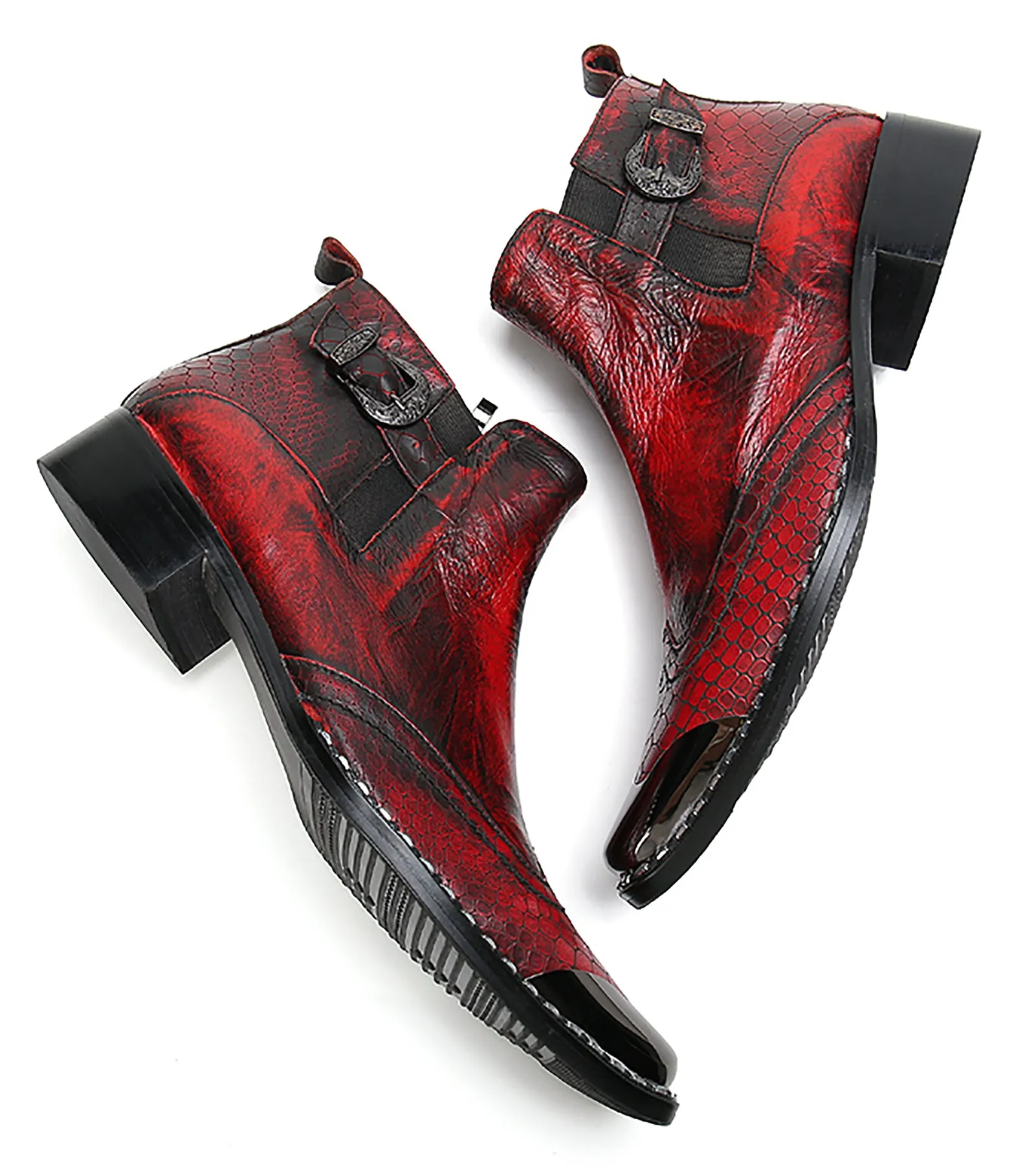 Men's  Western Boots Metal Tip Snake