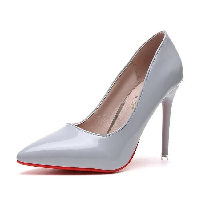 New Fashion High Heels Women Pumps Thin Heel Classic Sexy Prom Wedding Shoes Office Women Shoes Big Size 35-40 Leather