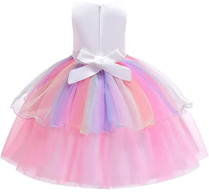 New in package! Beautiful Little Girls Unicorn Tulle Dress with headband & Birthday Girl Sash! Sz 6-7 Years!