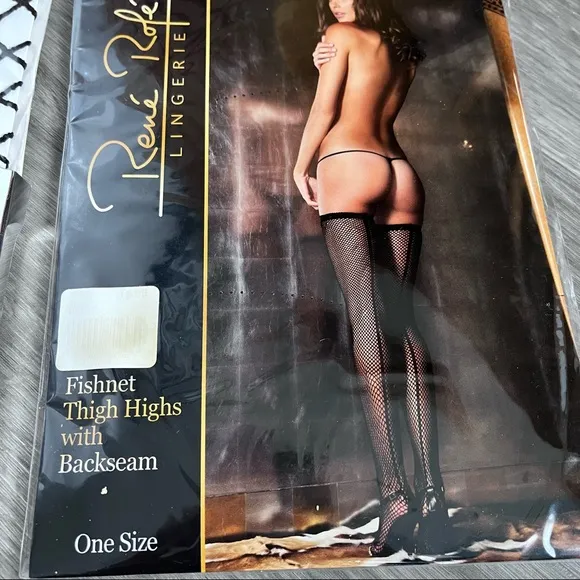 NEW Lot of 4 Lingerie Thigh High Net Stockings