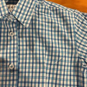 New Marsha De Arriaga Navy Plaid Shirt 8