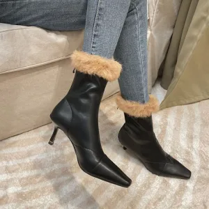 NEW WOMEN'S ELASTIC BOOTS STILETTO HIGH HEEL POINTED TOE FASHION WOMEN'S BOOTS TEMPERAMENT WOMEN'S SHOES
