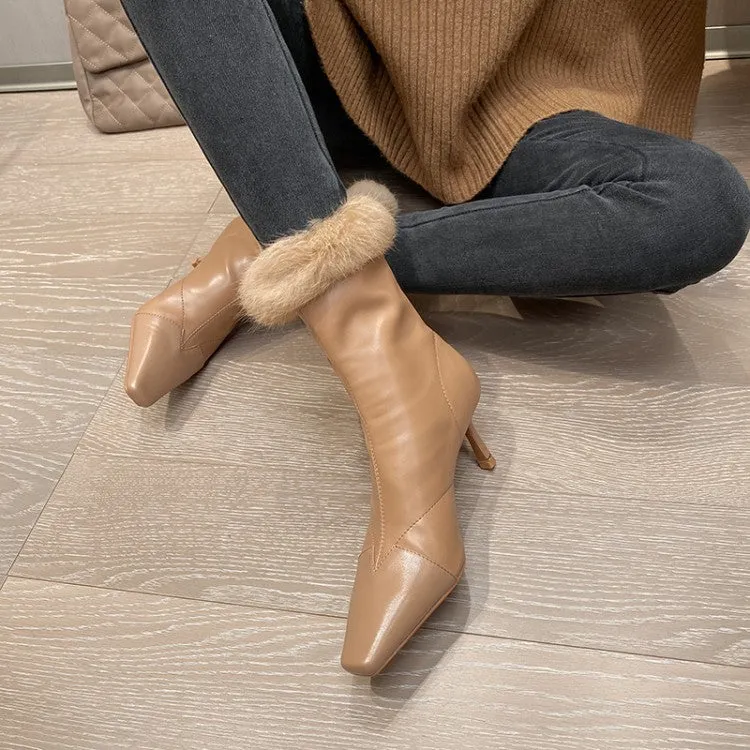 NEW WOMEN'S ELASTIC BOOTS STILETTO HIGH HEEL POINTED TOE FASHION WOMEN'S BOOTS TEMPERAMENT WOMEN'S SHOES