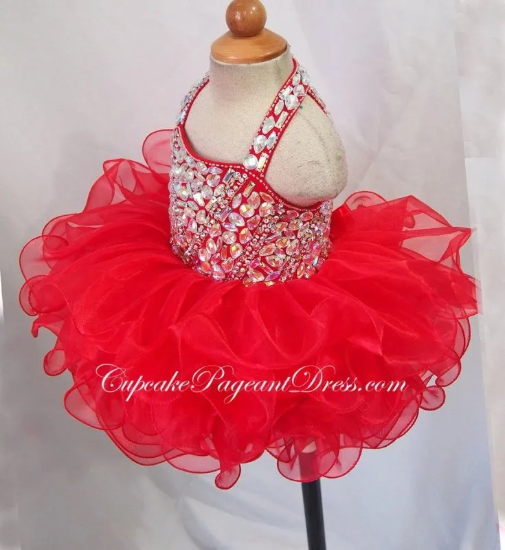 Newborn/Infant/toddler/baby/children/kids glitz Girl's Baby Doll Pageant Dress