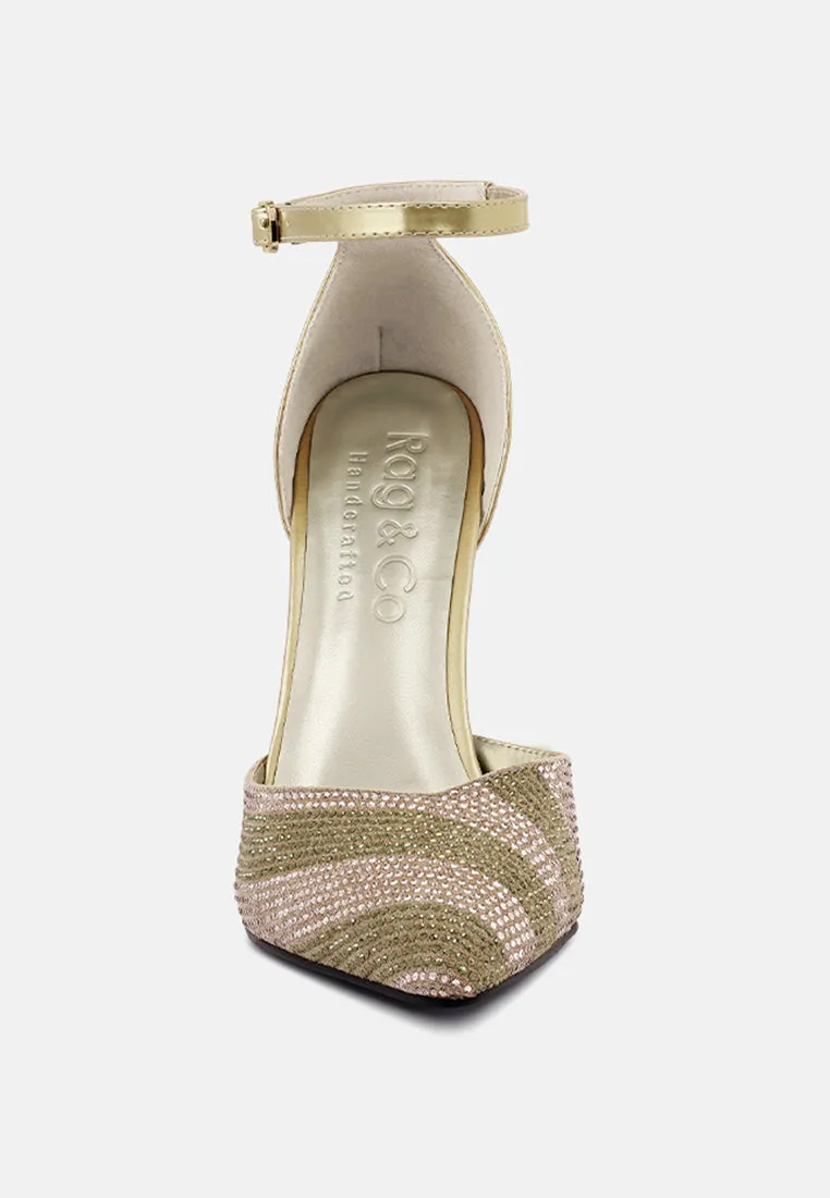 Nobles Rhinestone Patterned Stiletto Sandals By Ruw