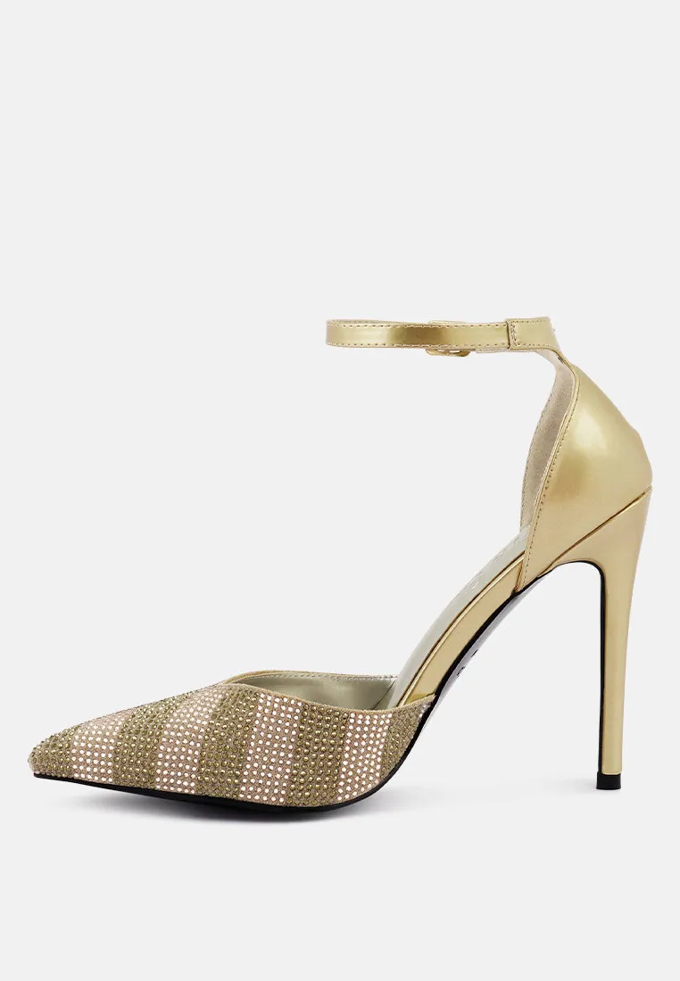 Nobles Rhinestone Patterned Stiletto Sandals By Ruw