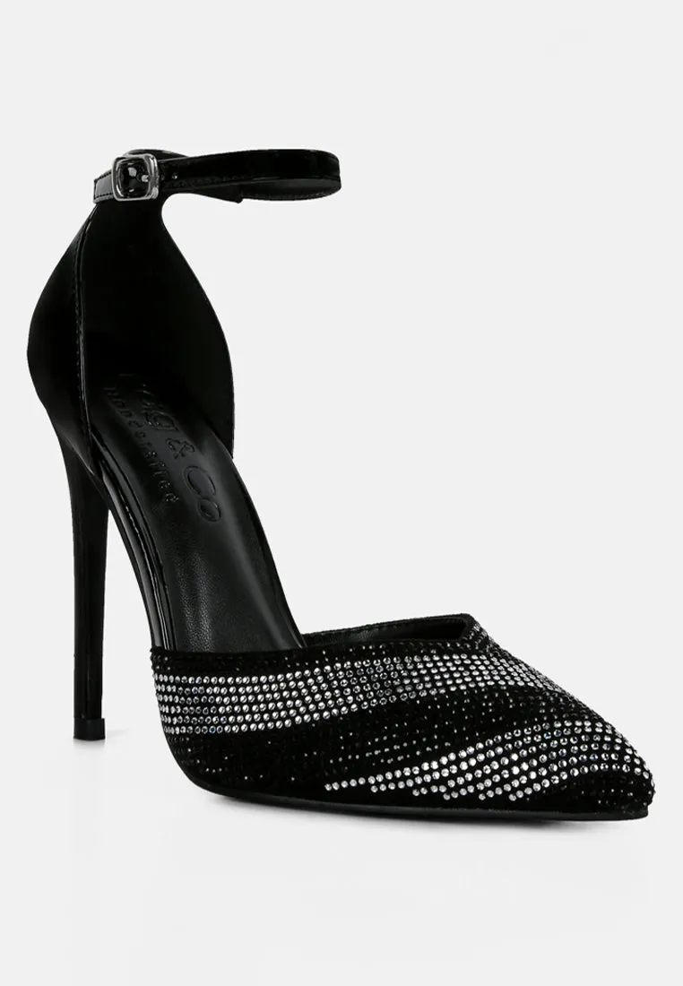 Nobles Rhinestone Patterned Stiletto Sandals By Ruw