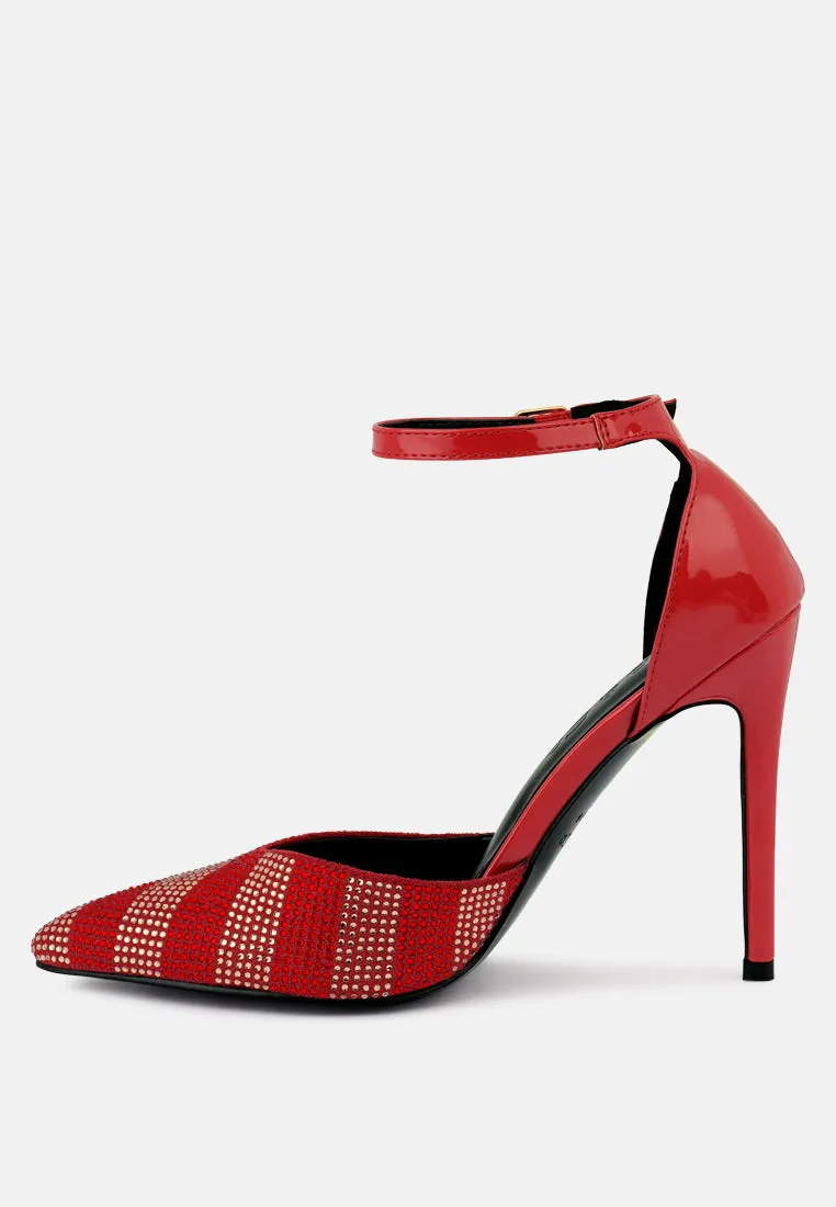 Nobles Rhinestone Patterned Stiletto Sandals By Ruw