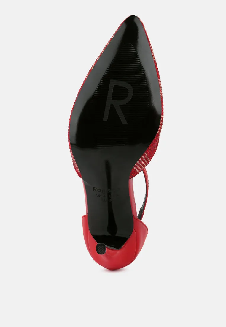 Nobles Rhinestone Patterned Stiletto Sandals By Ruw