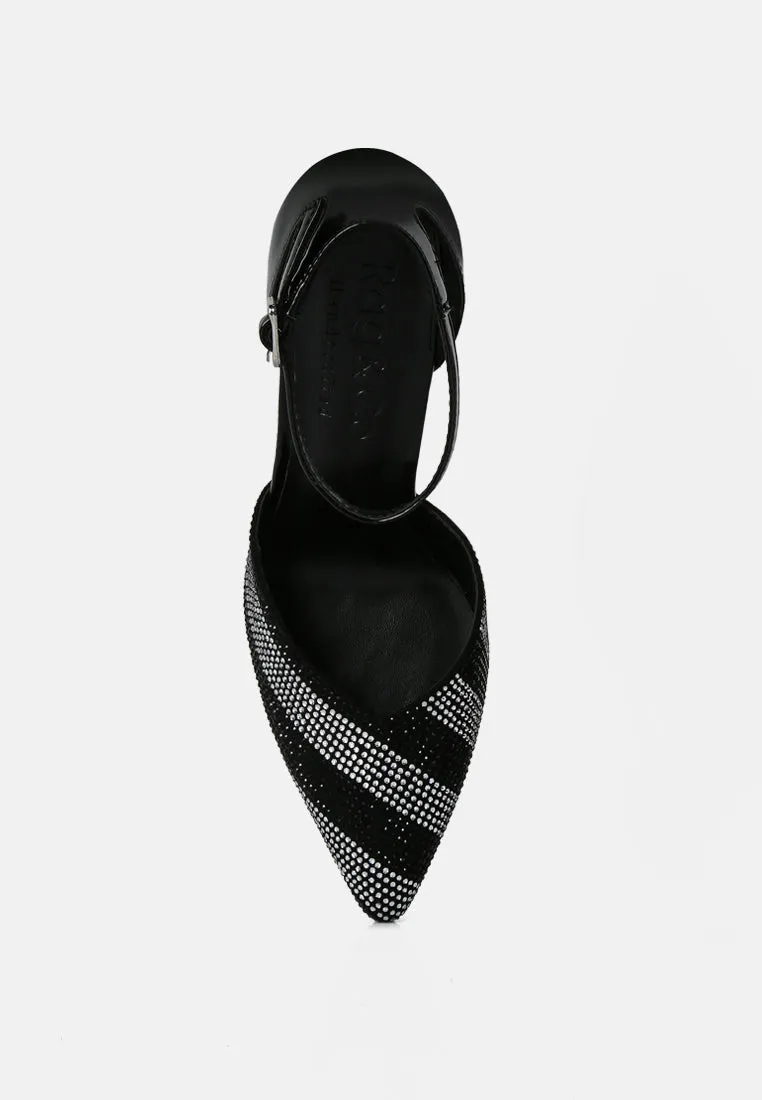 Nobles Rhinestone Patterned Stiletto Sandals By Ruw