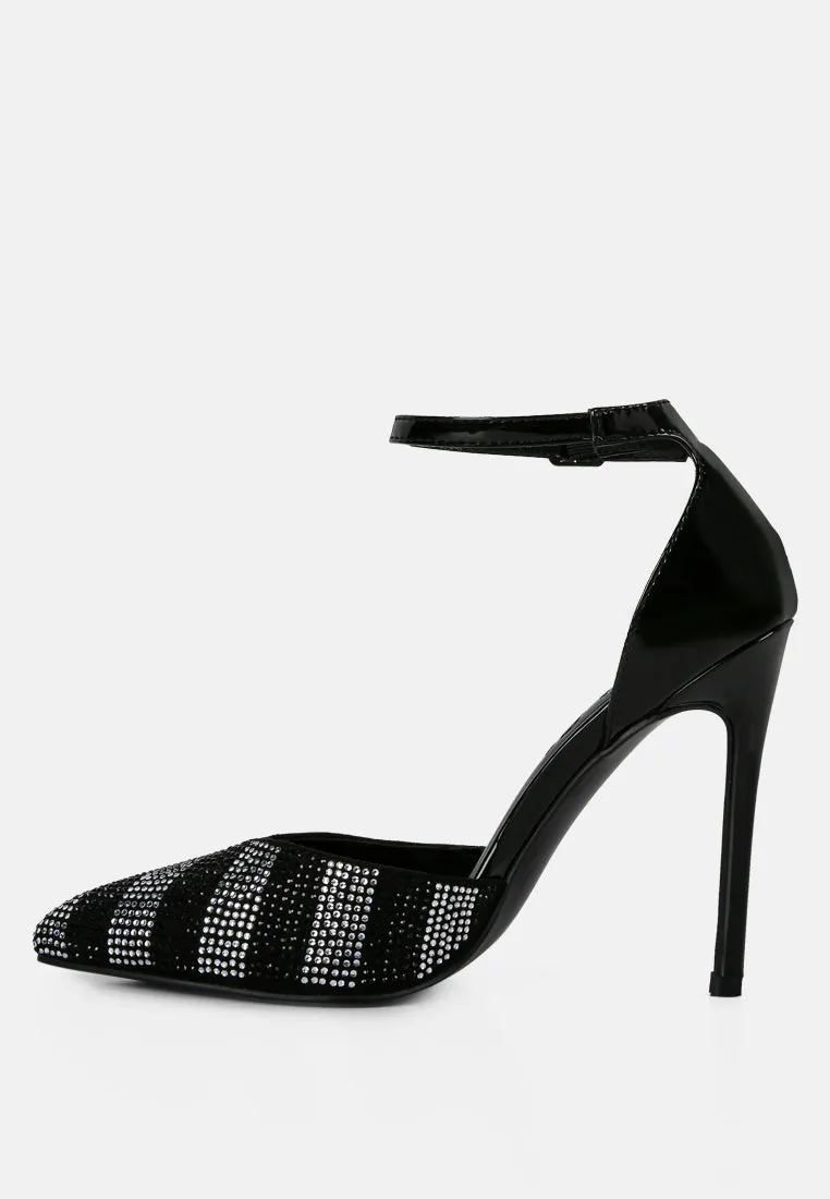 Nobles Rhinestone Patterned Stiletto Sandals By Ruw