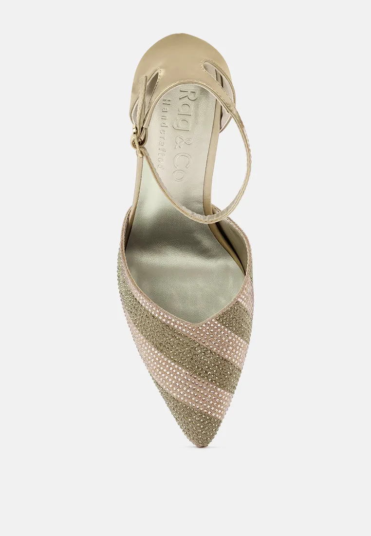 Nobles Rhinestone Patterned Stiletto Sandals By Ruw