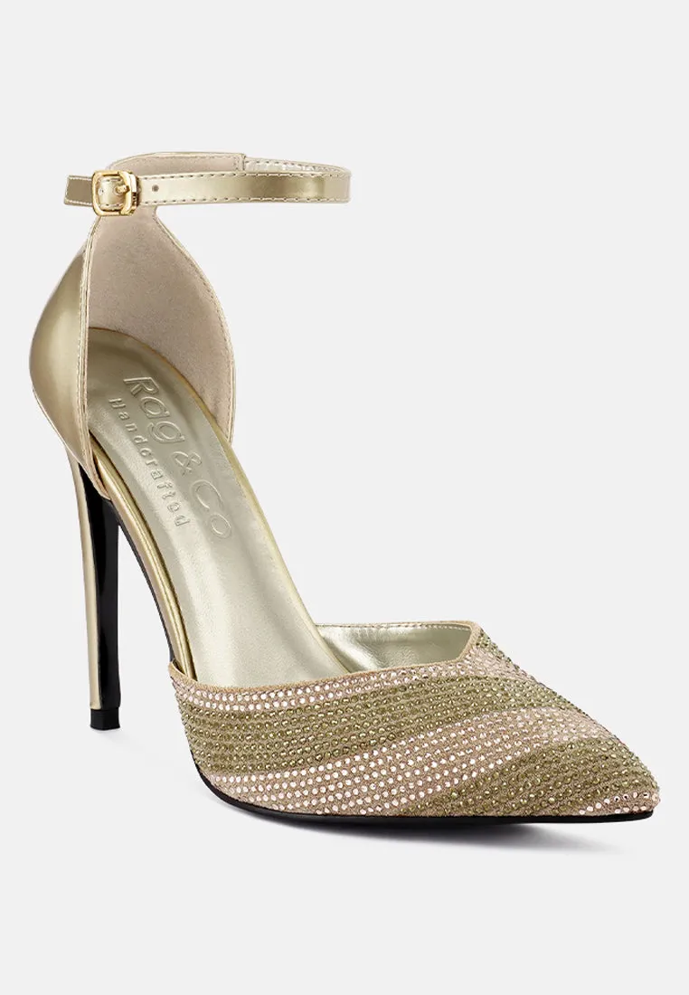 Nobles Rhinestone Patterned Stiletto Sandals By Ruw