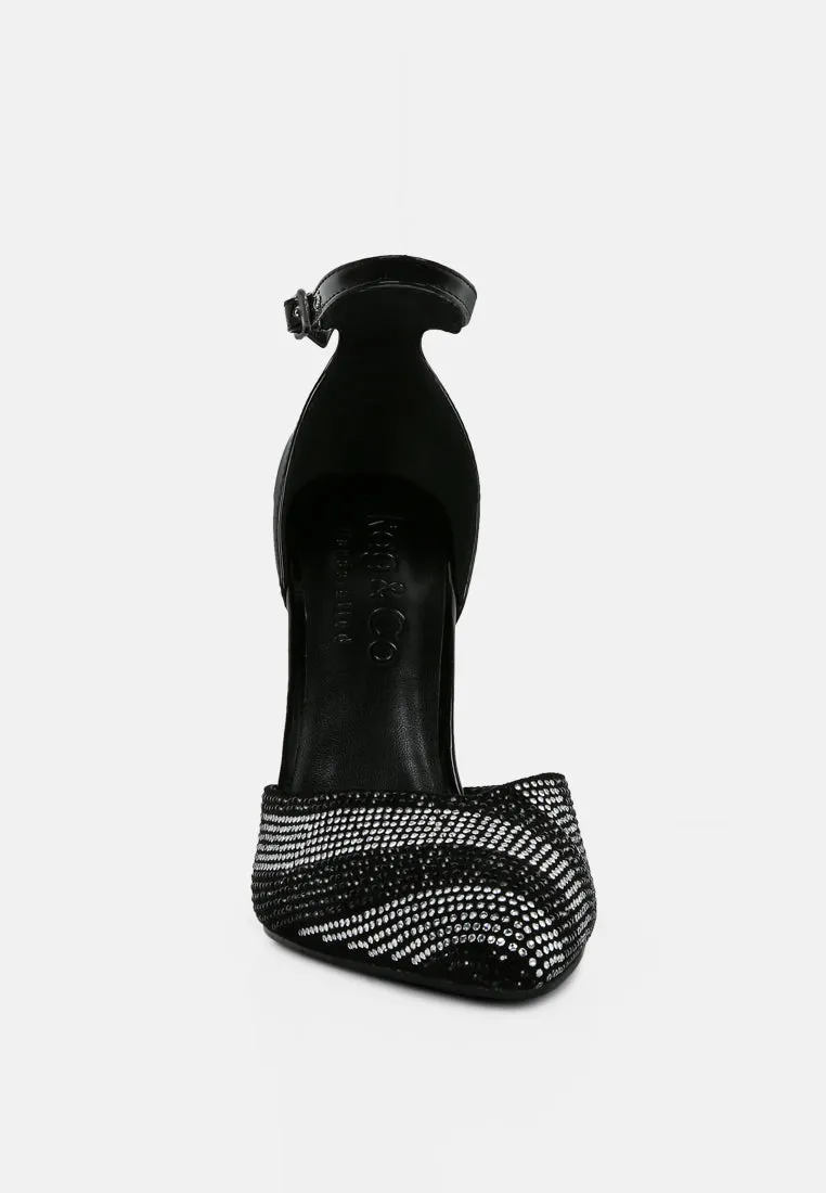 Nobles Rhinestone Patterned Stiletto Sandals By Ruw
