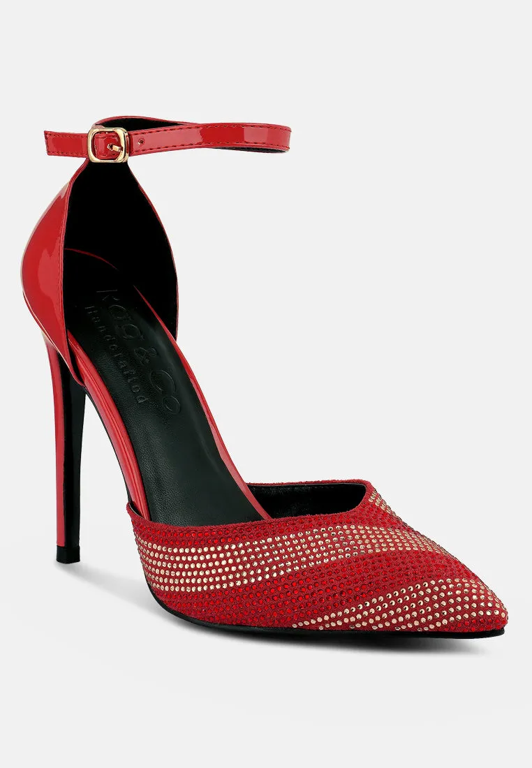Nobles Rhinestone Patterned Stiletto Sandals By Ruw