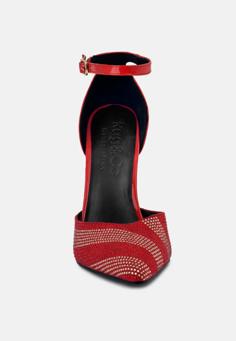 Nobles Rhinestone Patterned Stiletto Sandals By Ruw