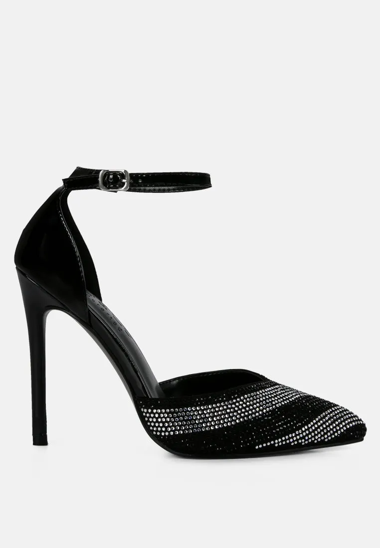Nobles Rhinestone Patterned Stiletto Sandals By Ruw