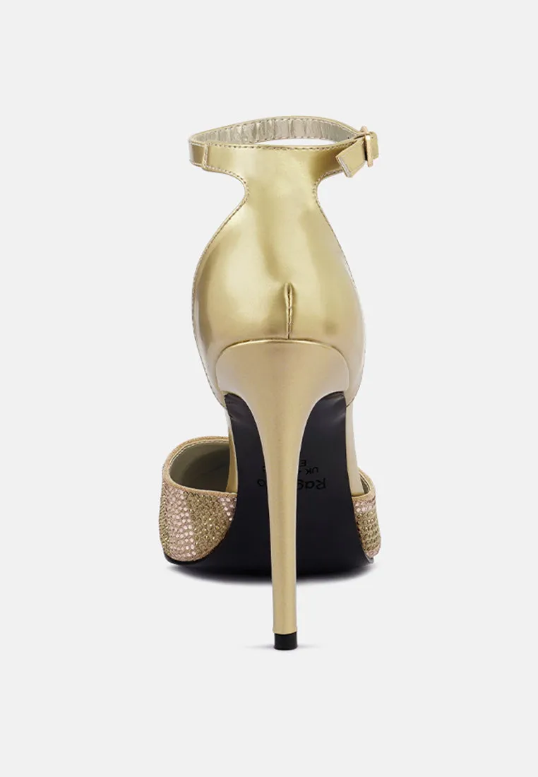 Nobles Rhinestone Patterned Stiletto Sandals By Ruw