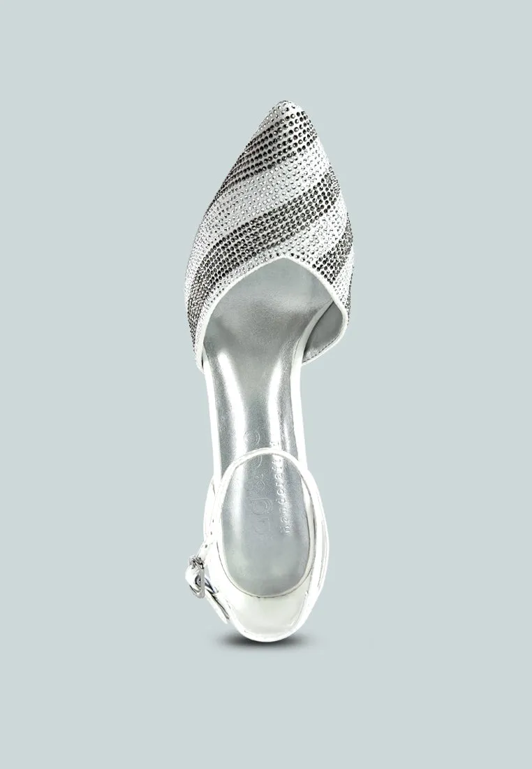 Nobles Rhinestone Patterned Stiletto Sandals By Ruw
