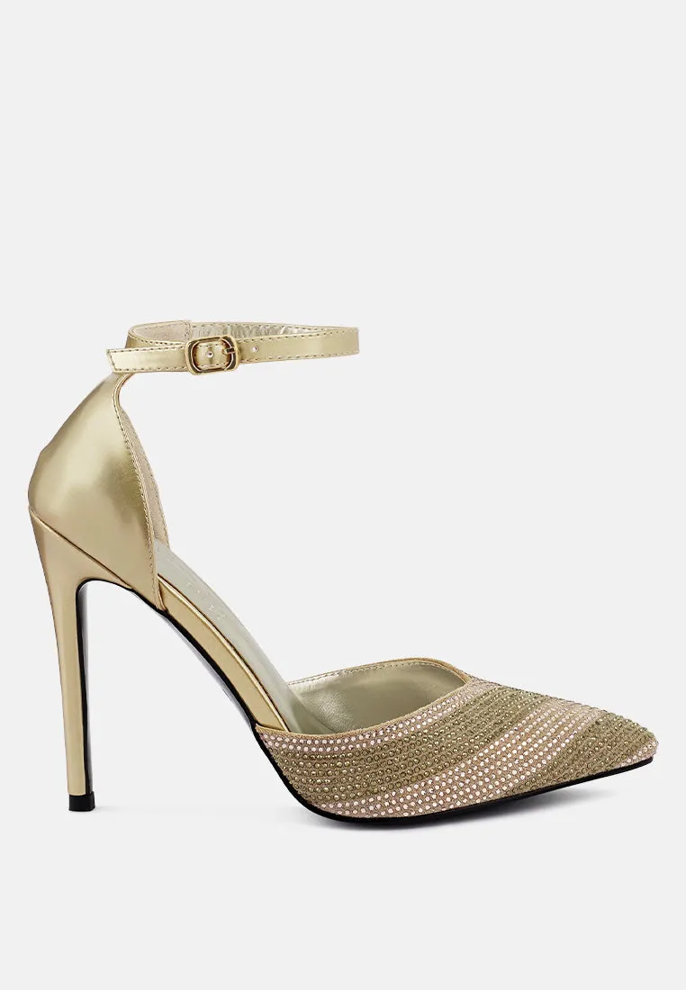 Nobles Rhinestone Patterned Stiletto Sandals By Ruw