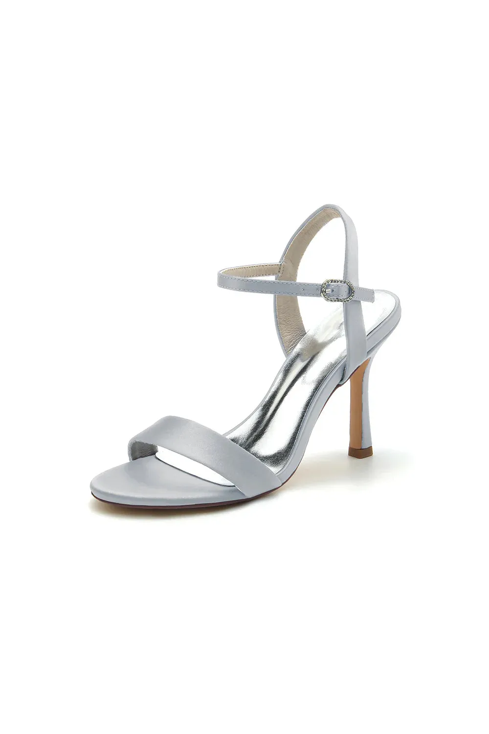 Open Toe Ankle Strap Satin Party Shoes