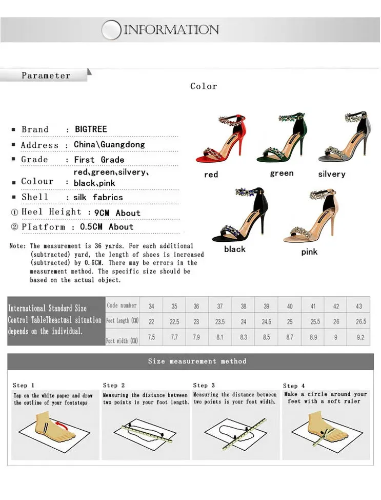 Open Toe Rhinestones Sandals Women New Designer Sexy High Heels Sandals Female Shoes Summer Heeled Sandals