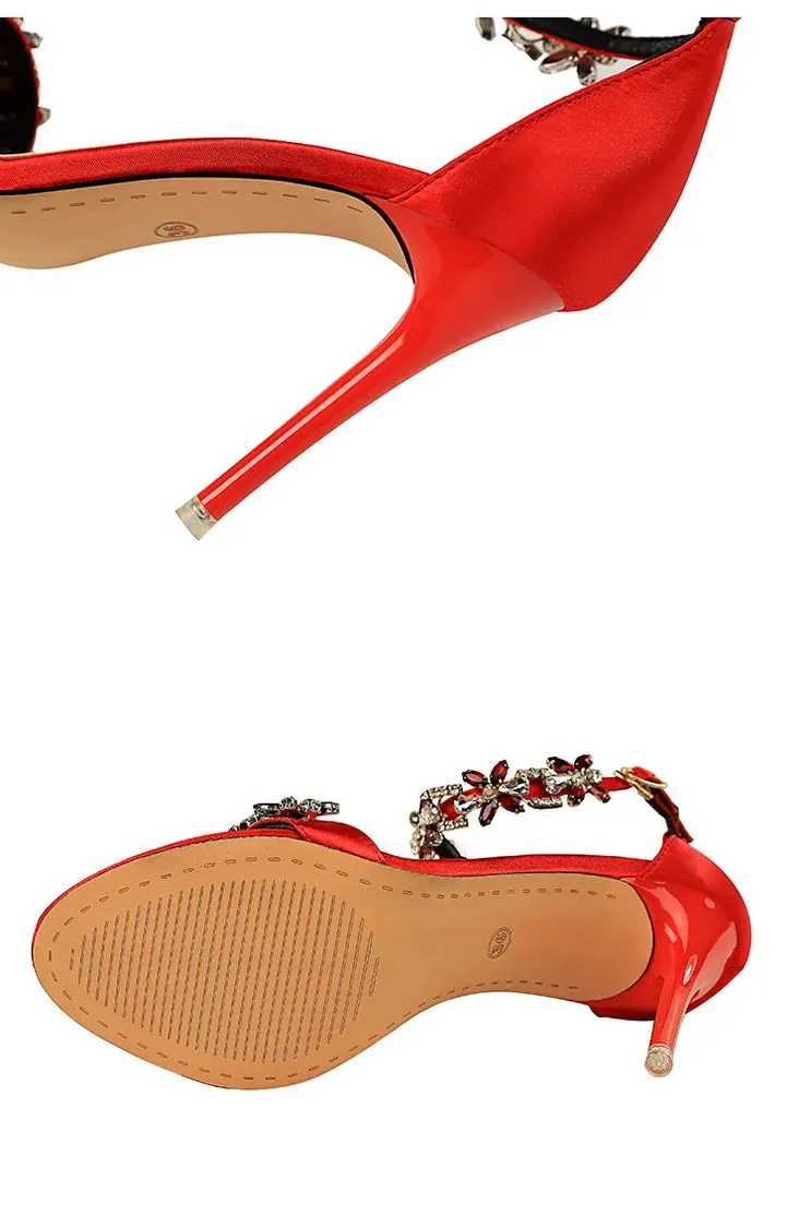 Open Toe Rhinestones Sandals Women New Designer Sexy High Heels Sandals Female Shoes Summer Heeled Sandals