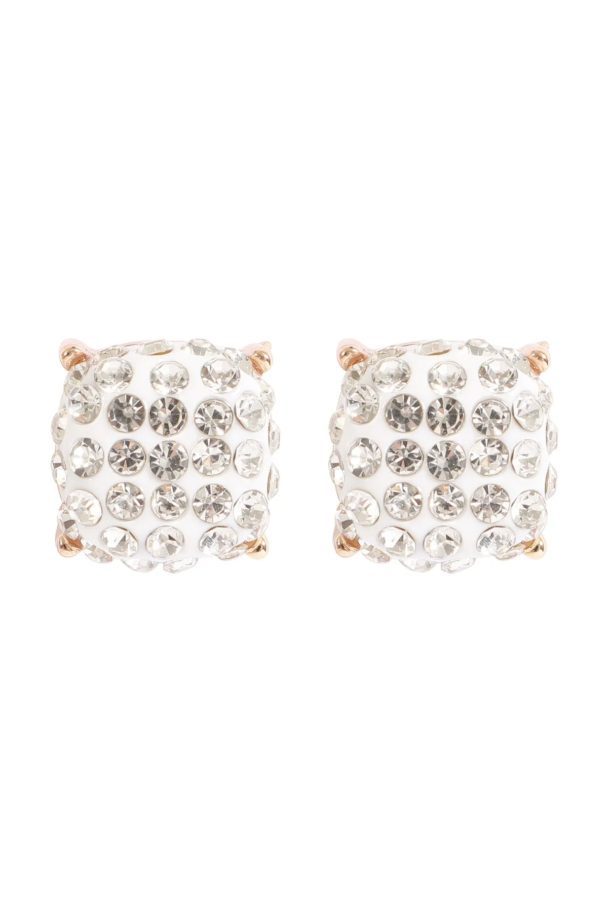 PAVE RHINESTONES EPOXY STUD EARRINGS