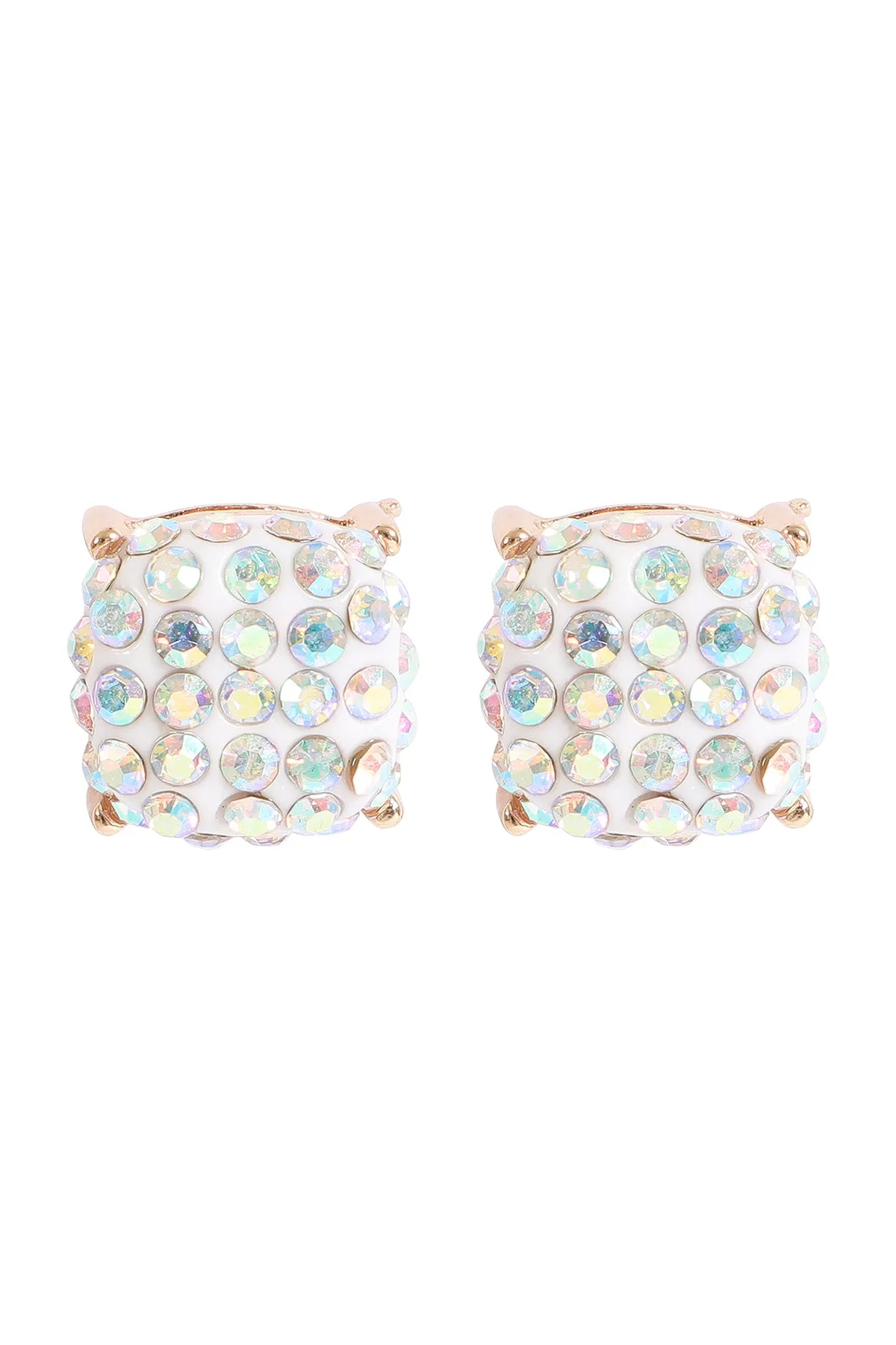 PAVE RHINESTONES EPOXY STUD EARRINGS