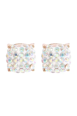PAVE RHINESTONES EPOXY STUD EARRINGS