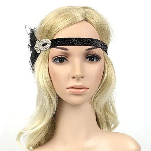 Peacock 1920s Gatsby Headpieces Black