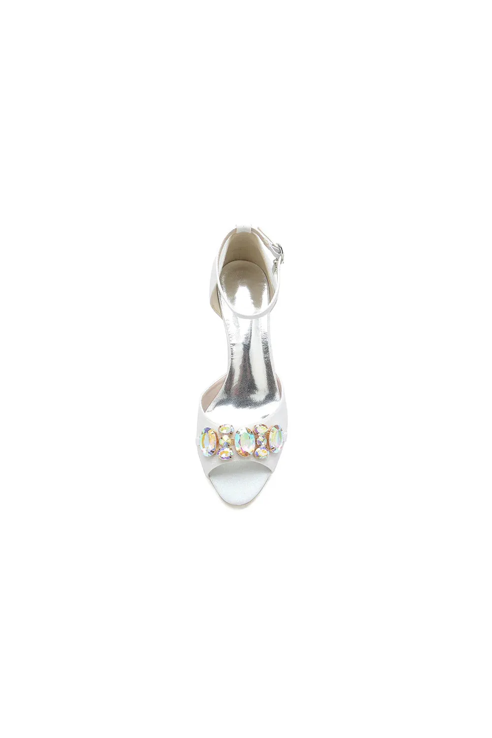 Peep Toe Rhinestone Strap Buckle Stiletto Heels
