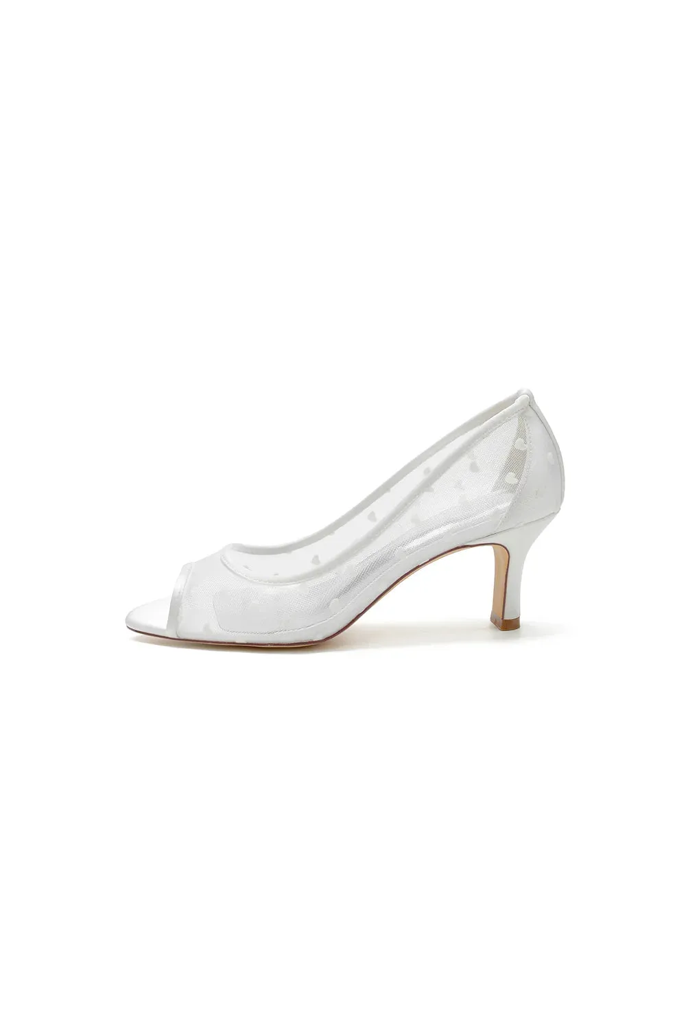 Peep Toe Slip-on Mesh Stiletto Heels