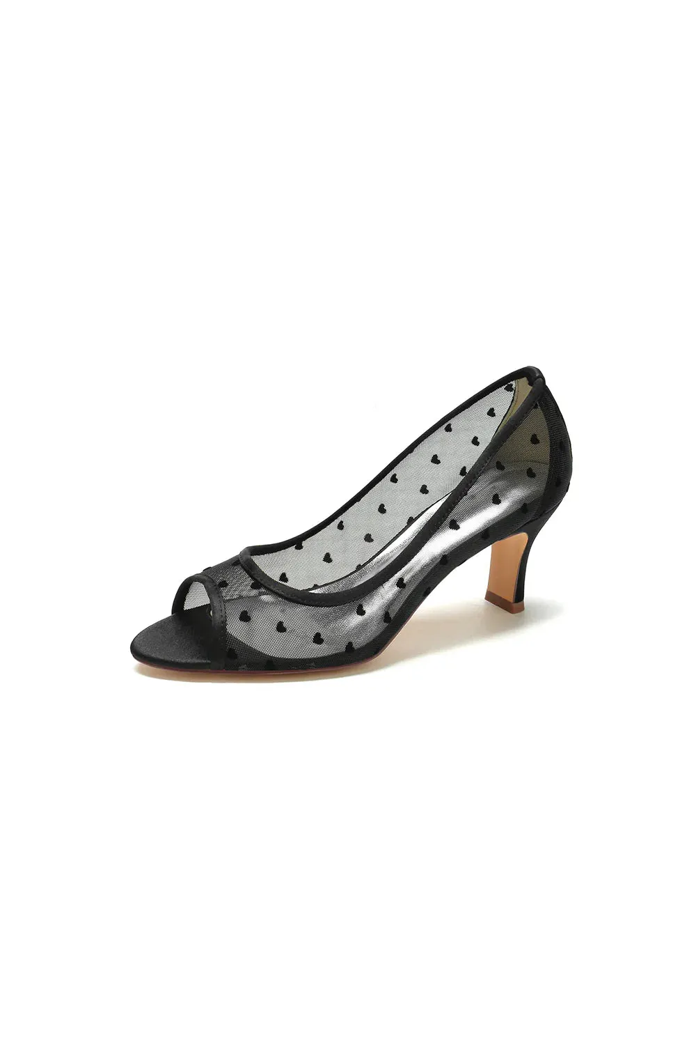 Peep Toe Slip-on Mesh Stiletto Heels