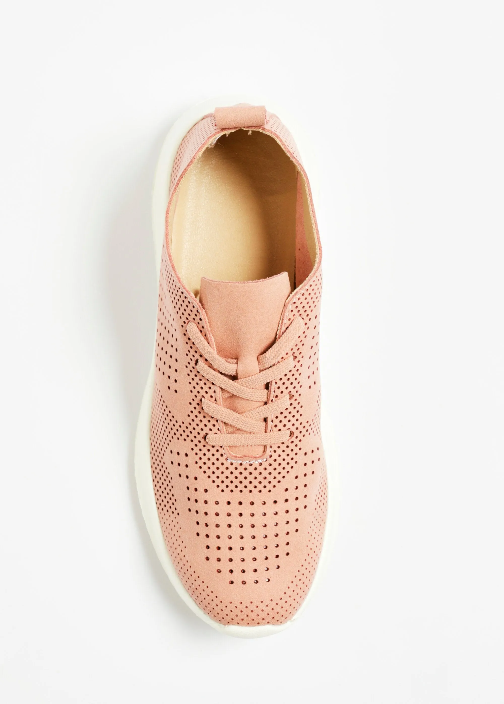 Perforated suede-look sneakers with laces