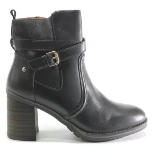 Pikolinos Pompeya Calfskin Leather Women's Zip Up Stack Heeled Boots