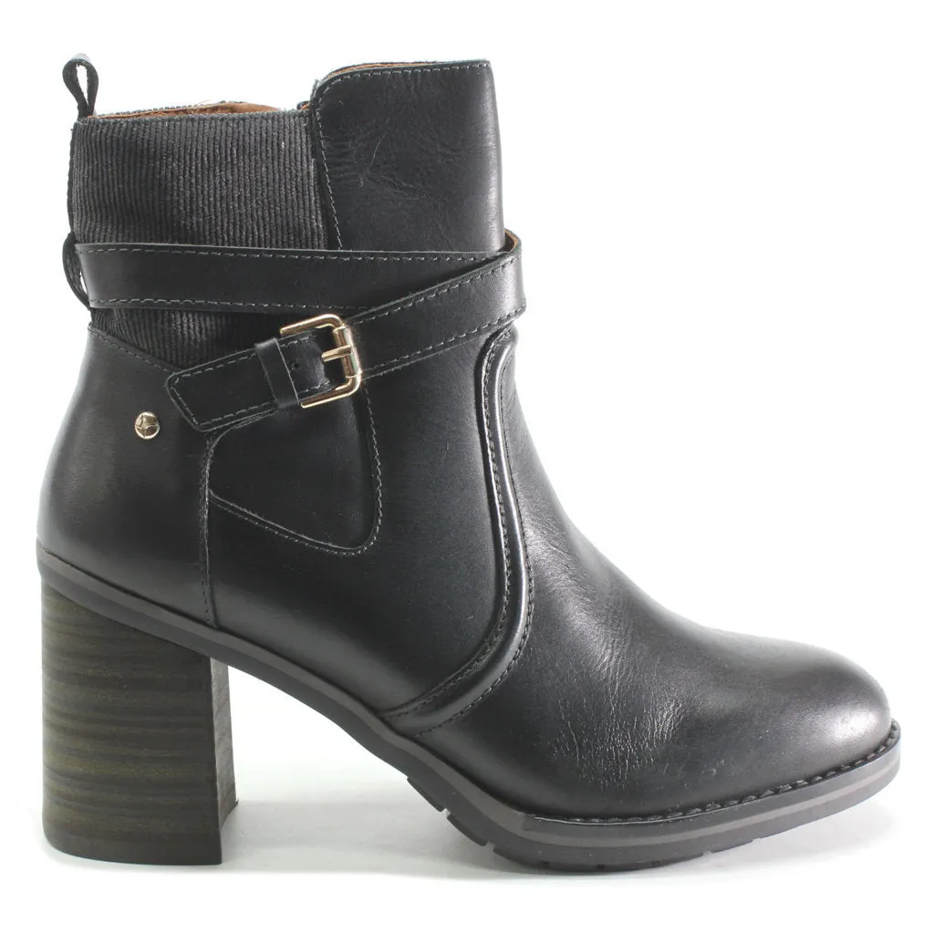 Pikolinos Pompeya Calfskin Leather Women's Zip Up Stack Heeled Boots