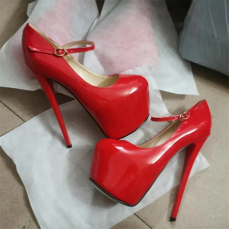 Platforms Stilettos 19cm Thin Heels Sexy Round Toe Ladies Cute Mary Janes Pumps