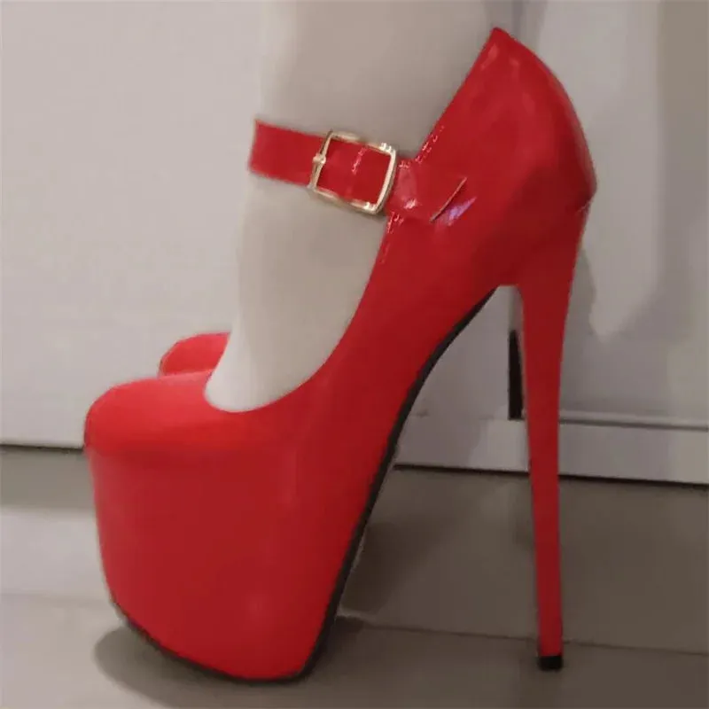 Platforms Stilettos 19cm Thin Heels Sexy Round Toe Ladies Cute Mary Janes Pumps